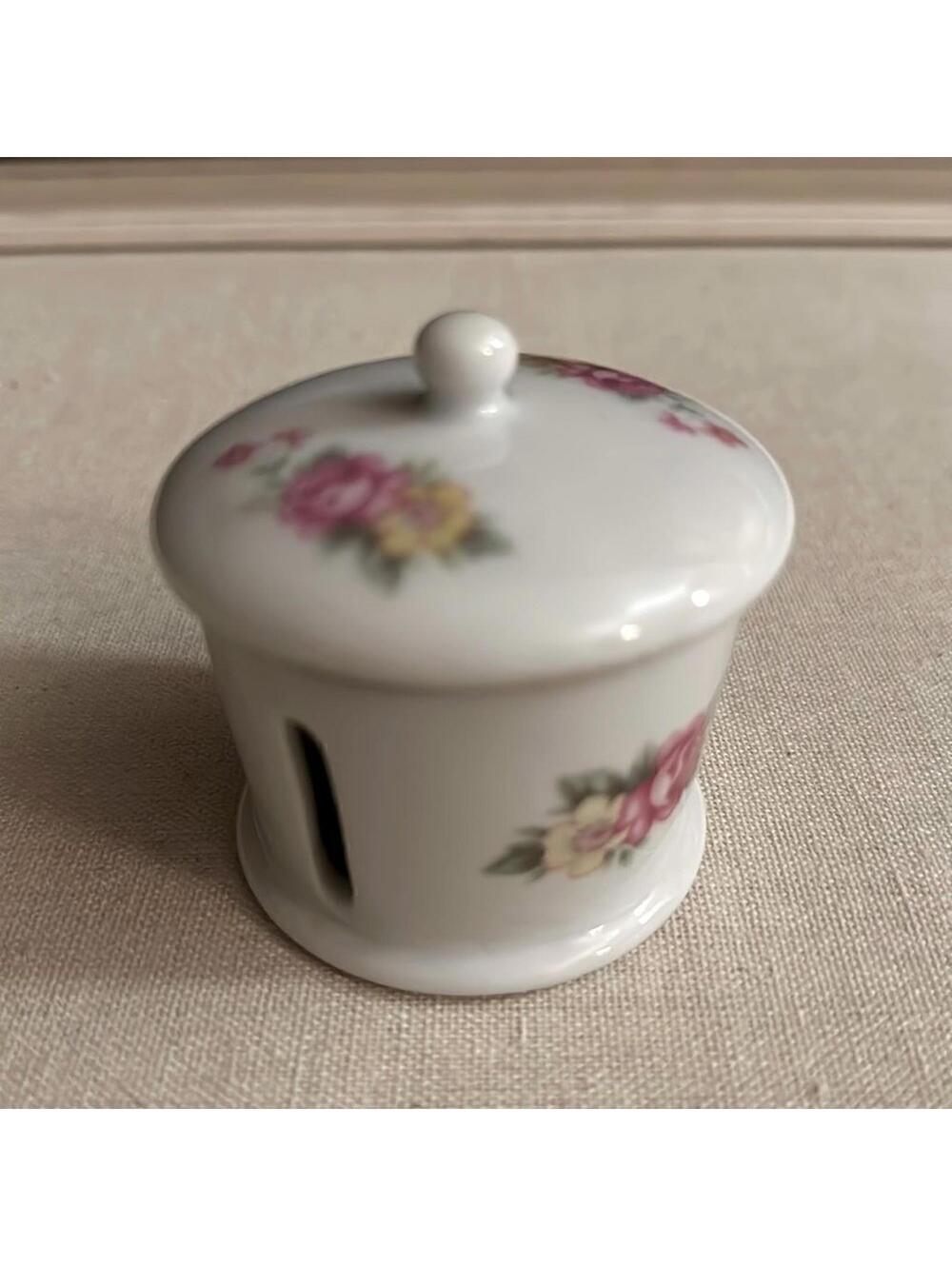 Vintage Gift Co. Porcelain Posatge Stamp dispenser roses pattern